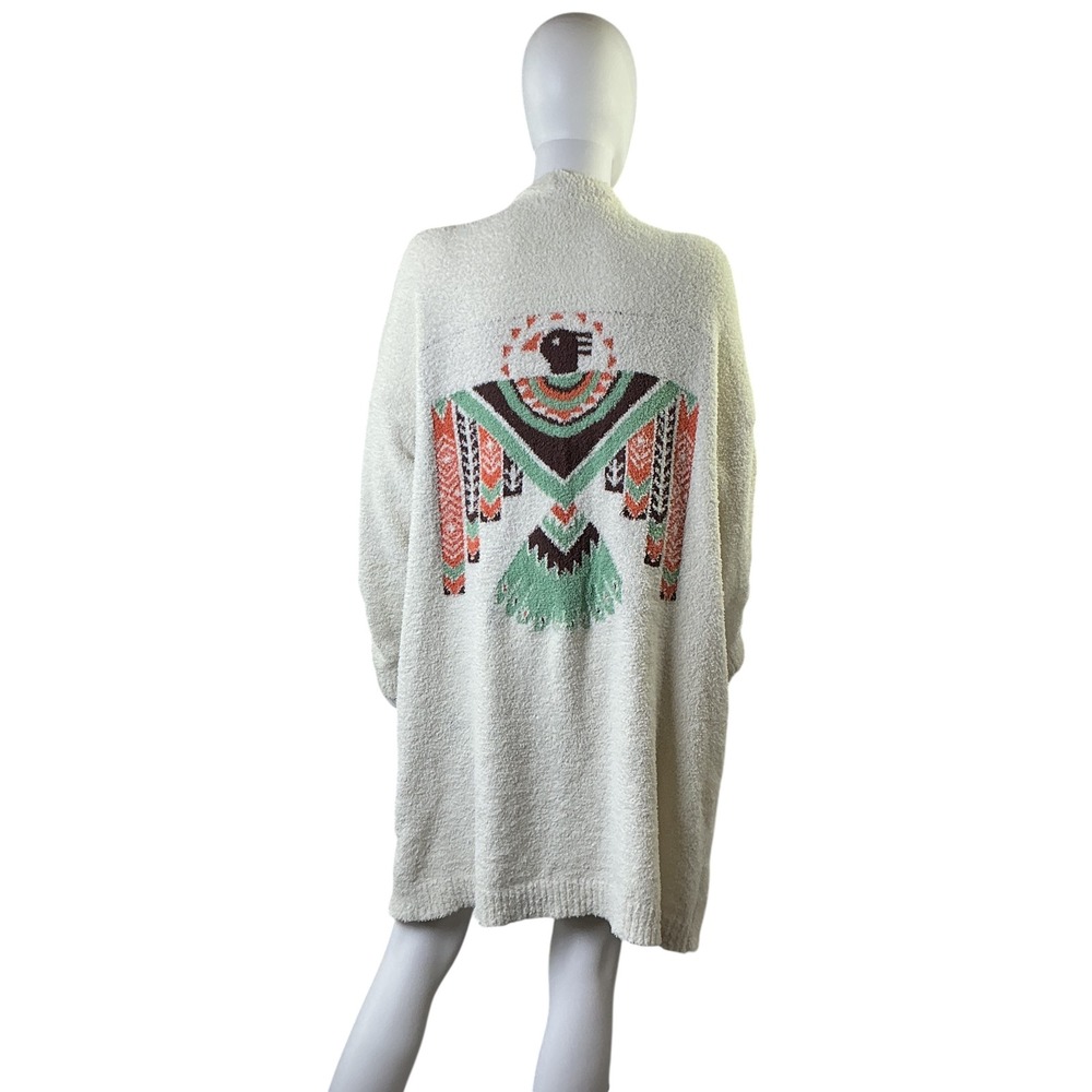 Blakeley Womens Cream Popcorn Knit Thunderbird Graphic Longline Cardigan‎ PS - Picture 8 of 9